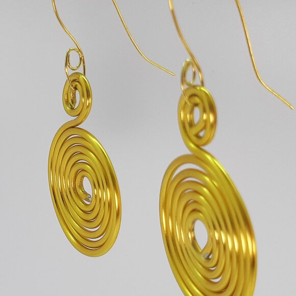 Big and Bold Spiral Dangle Earrings Handcrafted in Canada - Picture 5 of 5